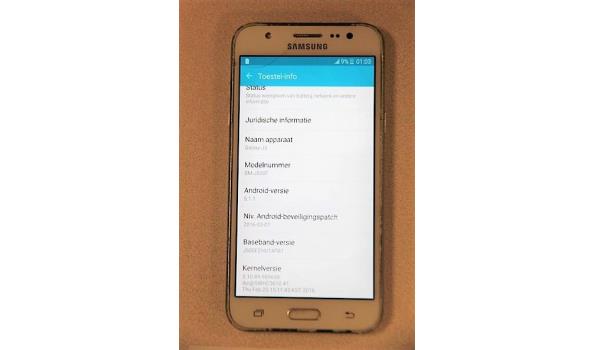 smartphone SAMSUNG Galaxy J5, cap 8Gb, zonder lader, met gebruikssporen, werking niet gekend, paswoord niet gekend
